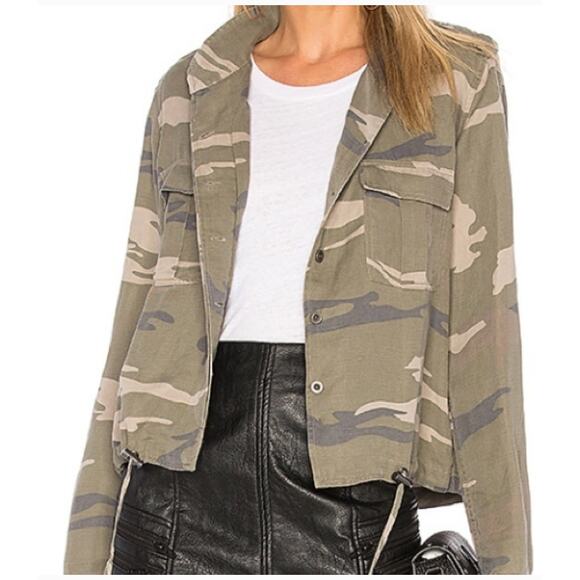 RAILS Maverick Khaki Green Camo Camouflage Jacket Cropped Women's MEDIUM - Picture 1 of 9